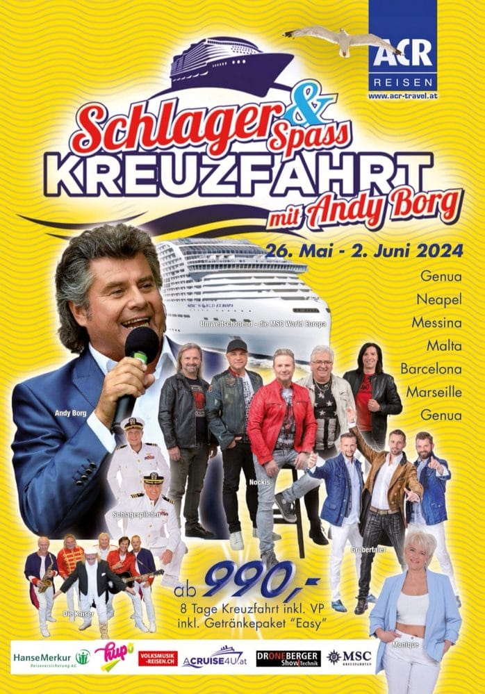 Schlager-Spaß mit Andy Borg: Kreuzfahrt zum Bühnenjubiläum - Alle Details » Andy Borg Schlager-Spaß mit Andy Borg: Kreuzfahrt zum Bühnenjubiläum - Alle Details » Andy Borg