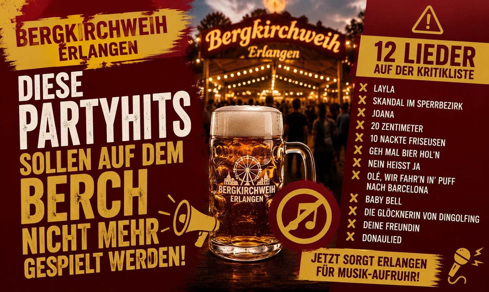 Volksfest-Aufreger in Erlangen: Warum jetzt sogar alte Partyklassiker verboten werden sollen!